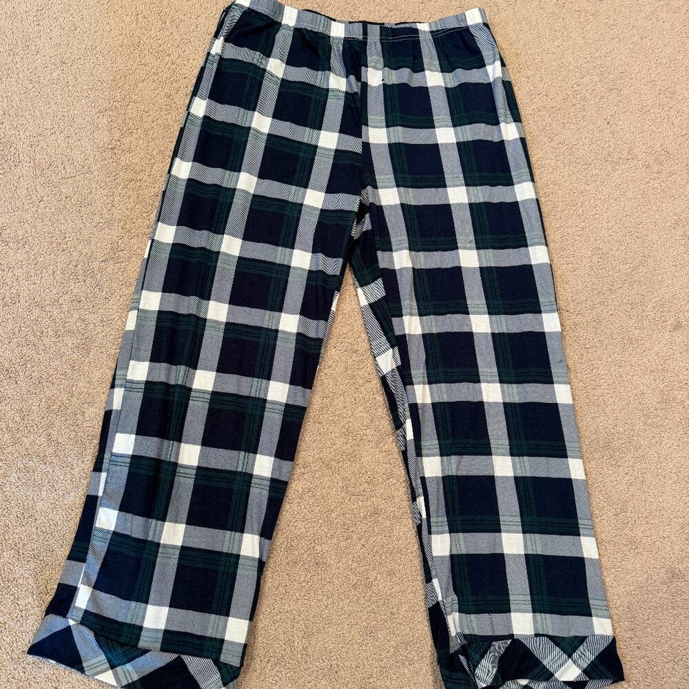 EKOUAER GREEN, BLUE & WHITE PLAID LOUNGE/PAJAMA PANTS ADULT 2XL